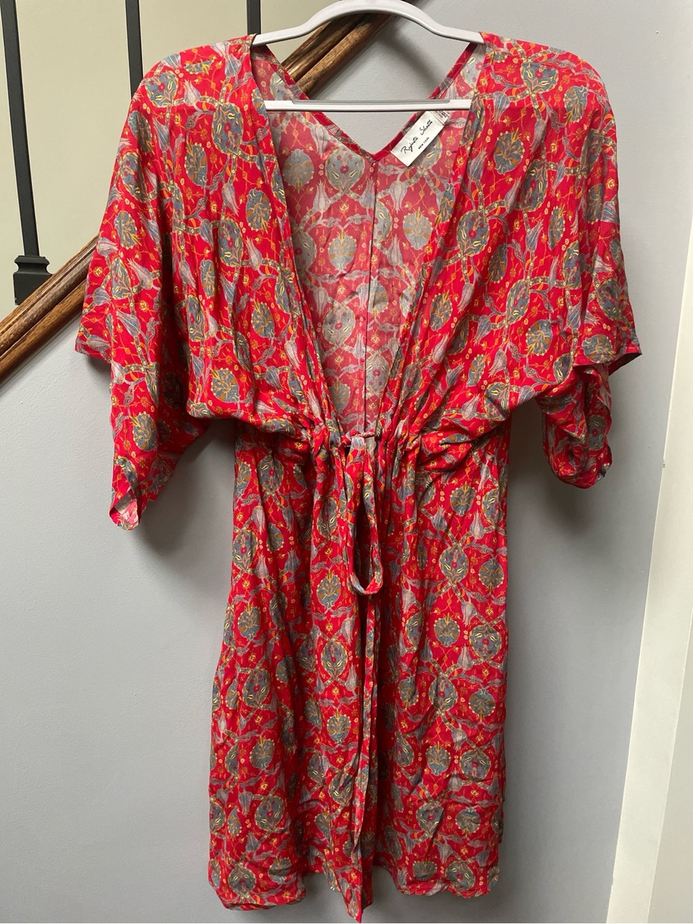 Rejina Pyo Red Floral-Print Drawstring Cover-Up